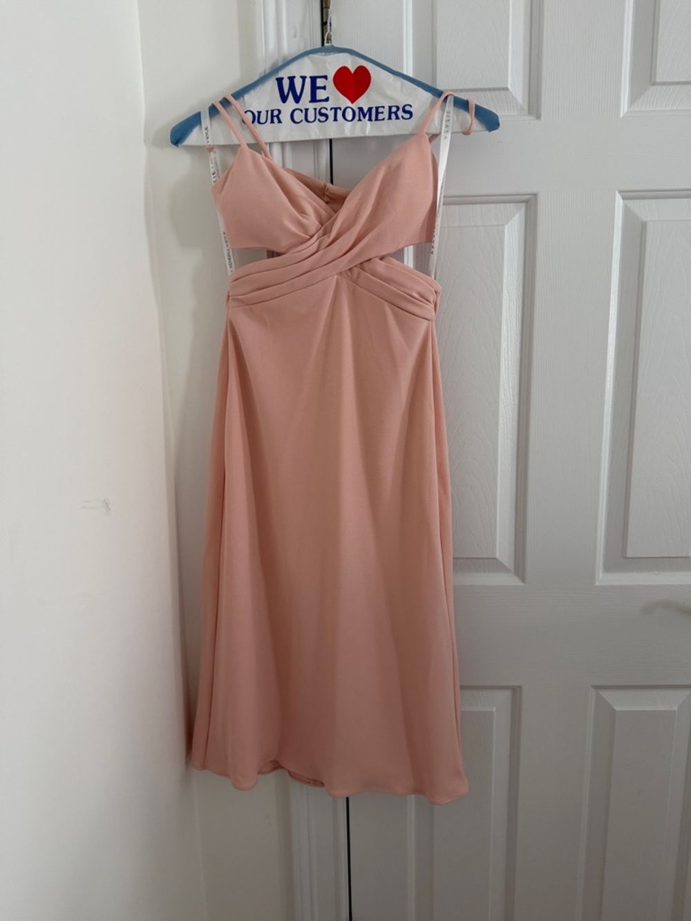 Azazie Blush Twisted-Front Midi Dress